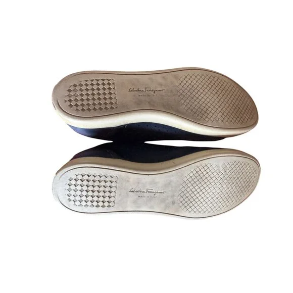 Salvatore Ferragamo Women’s Sneakers Navy Leather Gum Sole Dust Bag Italy 7.5 - Picture 6 of 16
